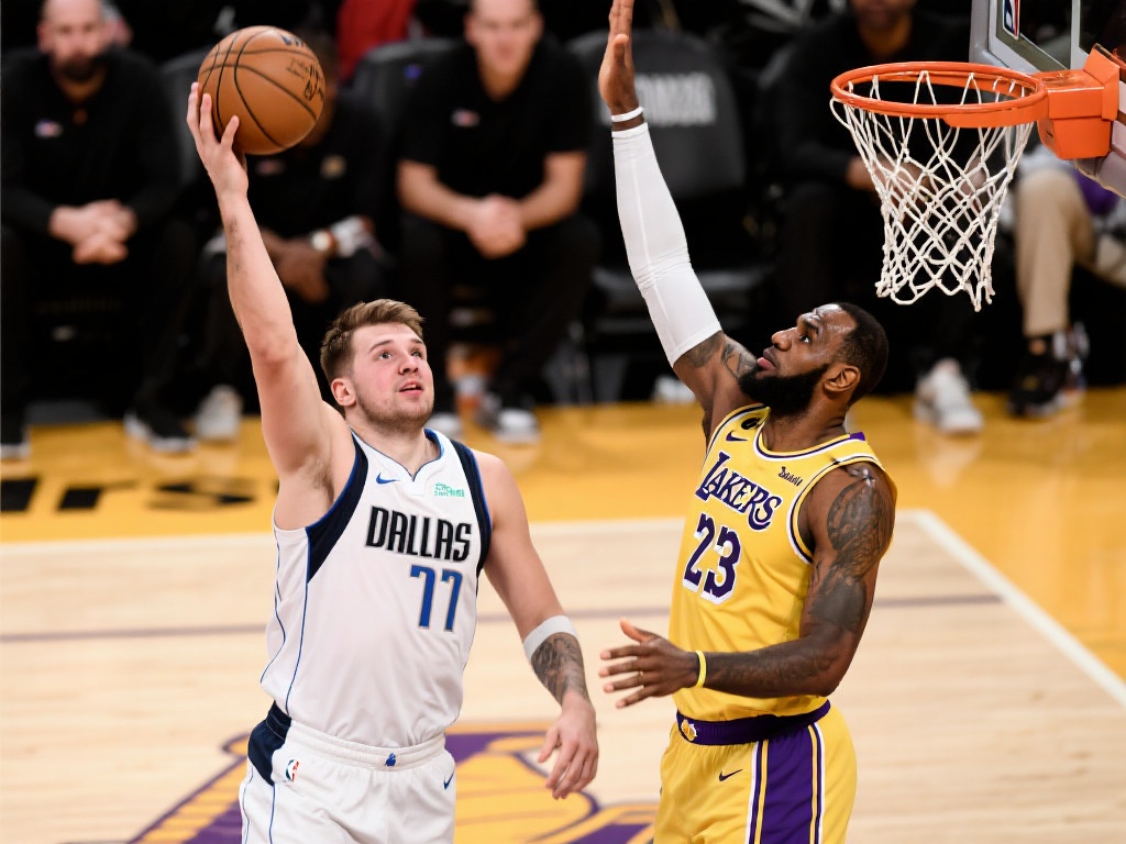 东契奇巧妙转身抛投打板得分,詹姆斯强力转身上篮扳平比分 在篮球比赛中,关键时刻的得分往往能决定胜